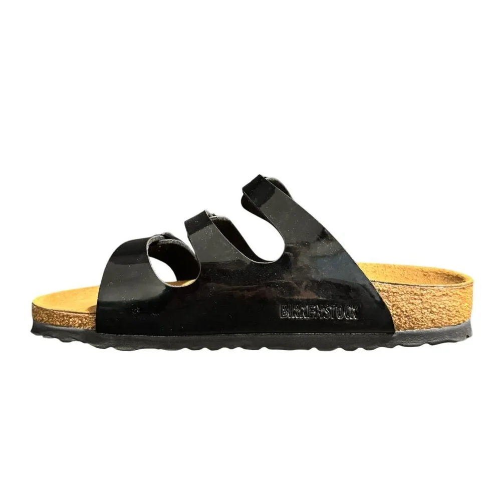 Birkenstock Florida Black Patent Womens Sandal Birko-Flor Narrow, Size 37 NWB - Picture 4 of 10